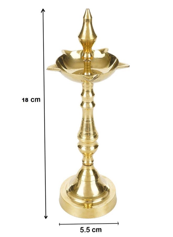 SOLINO Brass Kerala Oil/Ghee Diya,Deepak,Lamp Designer Long Diyas for Home/Office,Pooja Room,Pancharti kuthu vilakku or Annam vilakku,Diya for Puja,Decoration, Aarti,Diwali.Gold Color Pack of (2) - Image 3